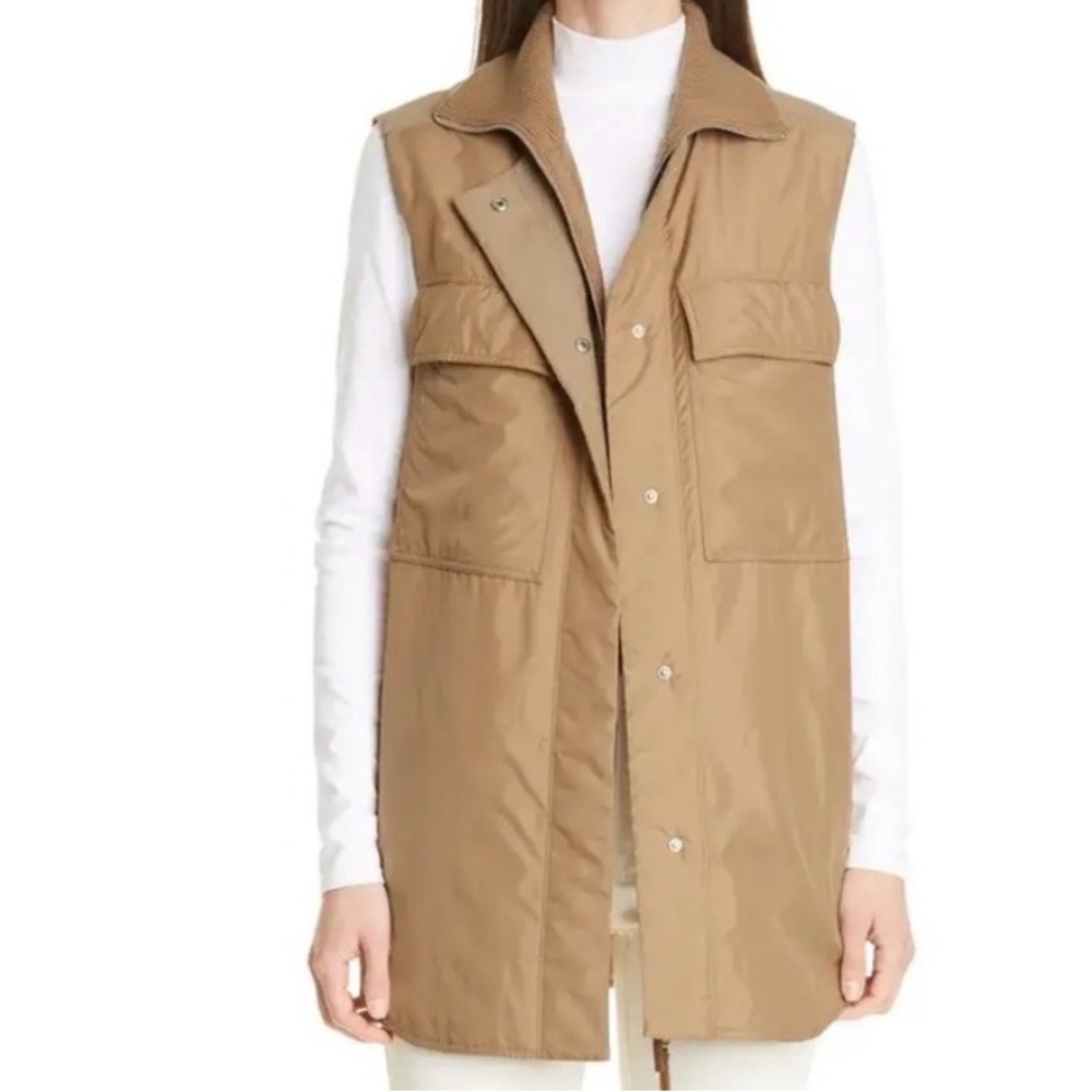 Lafayette 148 New York Willis Vest With Knit Dickey in Camel
